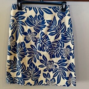 TALBOTS Mini pencil SKIRT leaf motif / outlined sequins Cotton stretch zipped 8